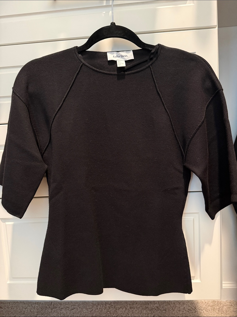 & Other Stories Black Short-Sleeve Knit Top